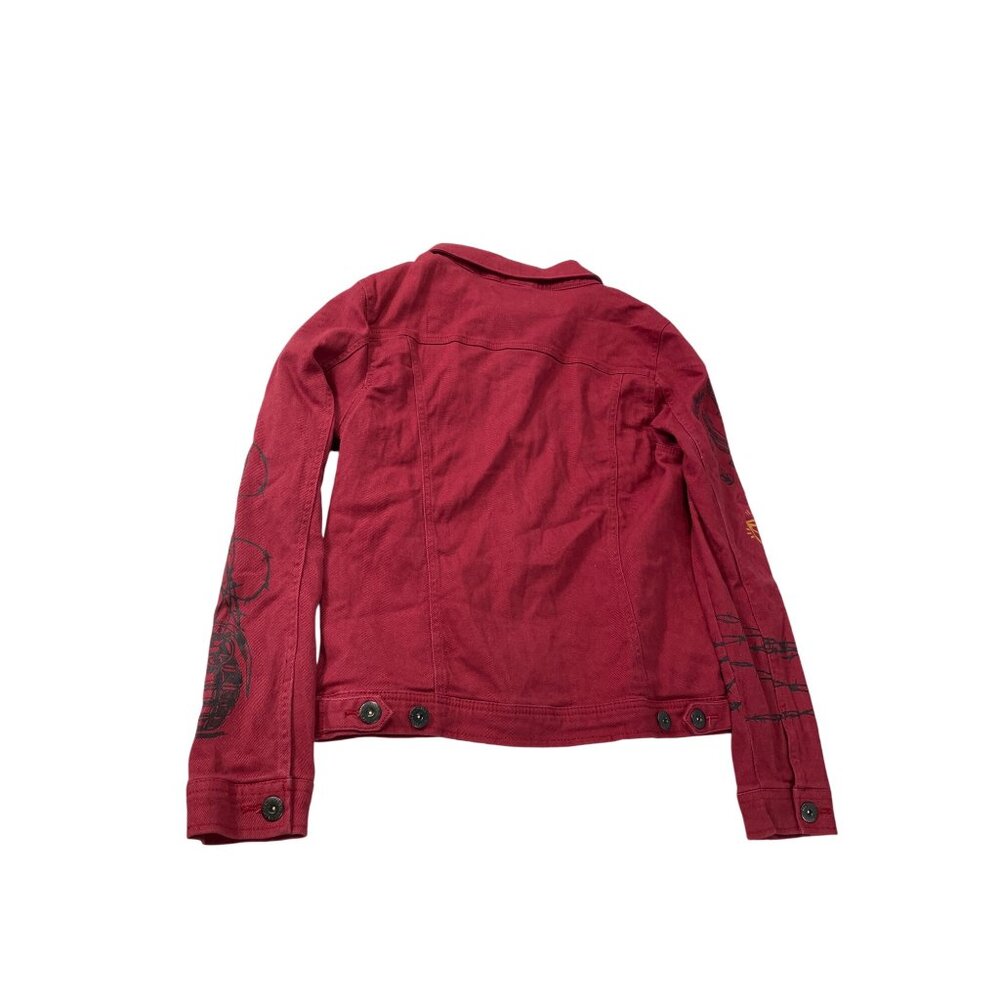 Black Pike Womens Red Denim embroided graphic jacket size M SKU 9178 - Picture 10 of 13